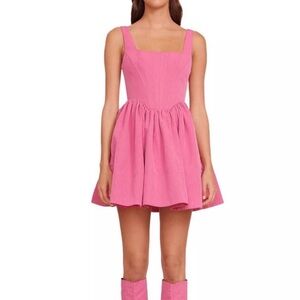 STAUD Landscape Corset Mini Dress Pink Lollipop, Size 4 🎀